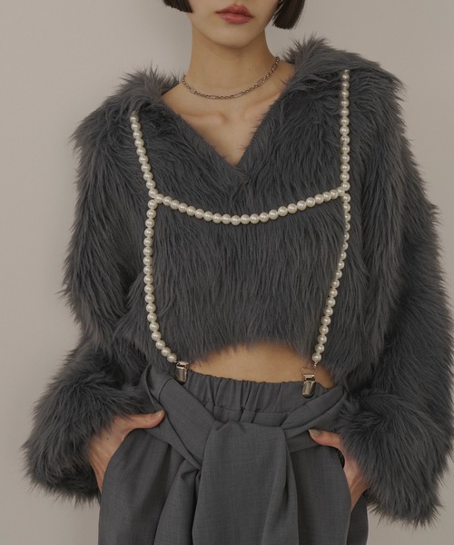 VIOLETTA（ヴィオレッタ）の「フェザーヤーンニットプルオーバー（ニット/セーター・レディース・ピンク/レッド/ブラック/チャコールグレー/ホワイト・FREE）」の6枚目の写真