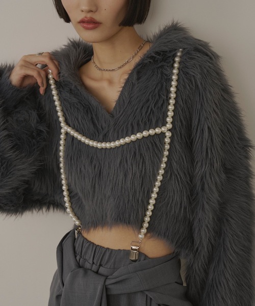 VIOLETTA（ヴィオレッタ）の「フェザーヤーンニットプルオーバー（ニット/セーター・レディース・ピンク/レッド/ブラック/チャコールグレー/ホワイト・FREE）」の7枚目の写真