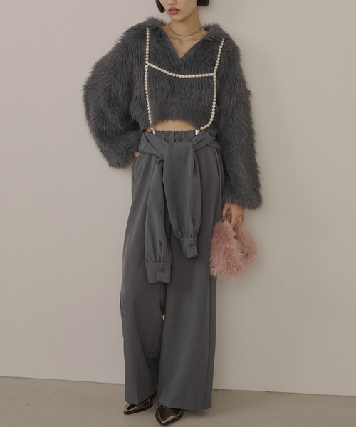 VIOLETTA（ヴィオレッタ）の「フェザーヤーンニットプルオーバー（ニット/セーター・レディース・ピンク/レッド/ブラック/チャコールグレー/ホワイト・FREE）」の11枚目の写真