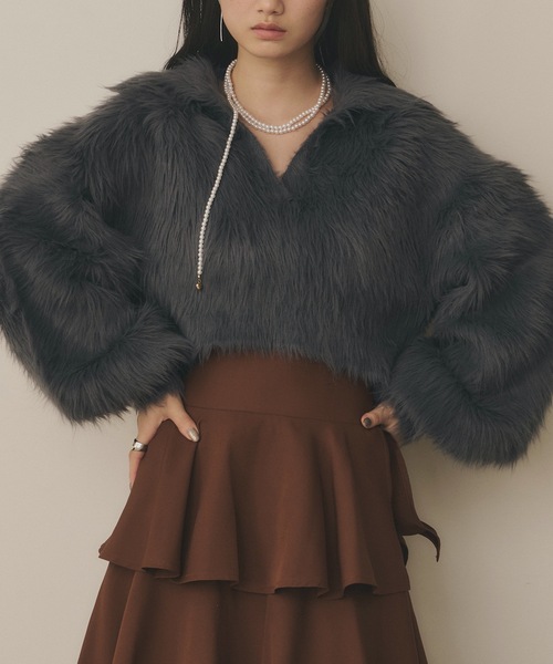 VIOLETTA（ヴィオレッタ）の「フェザーヤーンニットプルオーバー（ニット/セーター・レディース・ピンク/レッド/ブラック/チャコールグレー/ホワイト・FREE）」の14枚目の写真