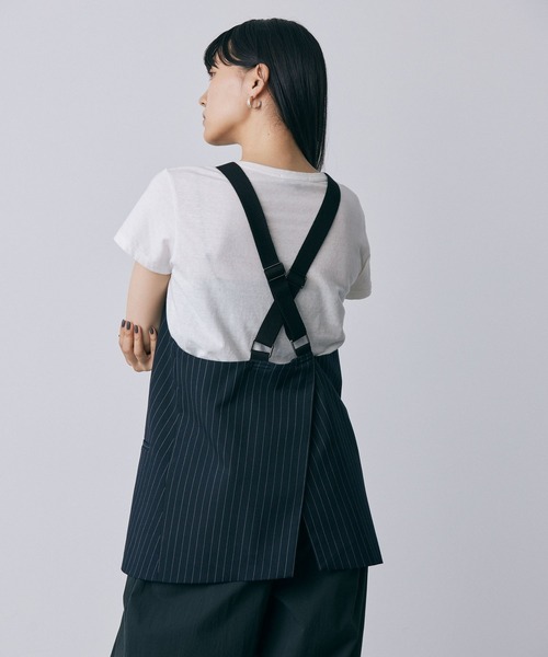 BABYLONE（バビロン）の「ギャバストライプベスト（ベスト・レディース・ネイビー・フリー）」の4枚目の写真