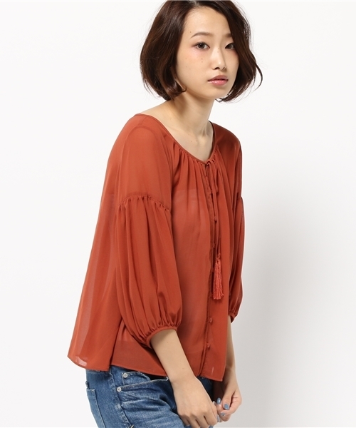 LIMITLESS LUXURY（リミットレスラグジュアリー）の「バーキン チュニックブラウス◆（シャツ/ブラウス・レディース・ブラック/ラスタ/カーキ・FREE）」の3枚目の写真