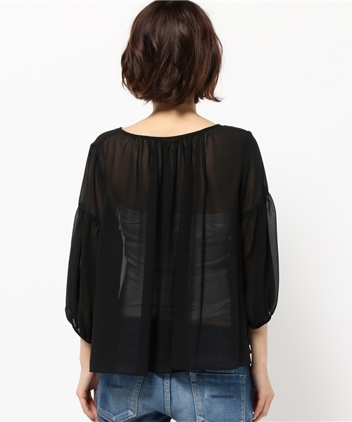 LIMITLESS LUXURY（リミットレスラグジュアリー）の「バーキン チュニックブラウス◆（シャツ/ブラウス・レディース・ブラック/ラスタ/カーキ・FREE）」の4枚目の写真