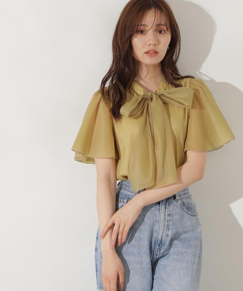 PROPORTION BODY DRESSING（プロポーションボディドレッシング）の「前後２ＷＡＹボウタイブラウス / 1214210703（シャツ/ブラウス・レディース・ブラック/ホワイト系その他/イエロー・SMALL/MEDIUM）」の3枚目の写真