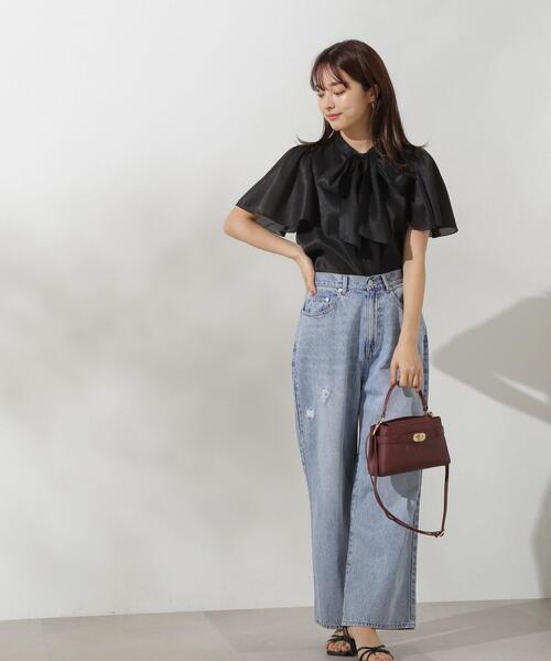 PROPORTION BODY DRESSING（プロポーションボディドレッシング）の「前後２ＷＡＹボウタイブラウス / 1214210703（シャツ/ブラウス・レディース・ブラック/ホワイト系その他/イエロー・SMALL/MEDIUM）」の9枚目の写真