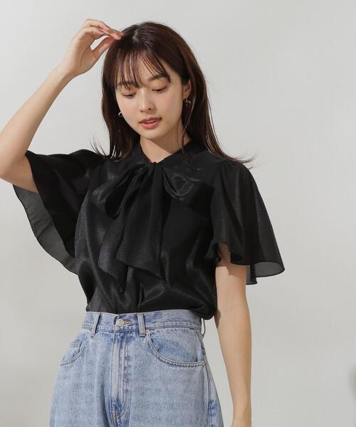 PROPORTION BODY DRESSING（プロポーションボディドレッシング）の「前後２ＷＡＹボウタイブラウス / 1214210703（シャツ/ブラウス・レディース・ブラック/ホワイト系その他/イエロー・SMALL/MEDIUM）」の4枚目の写真