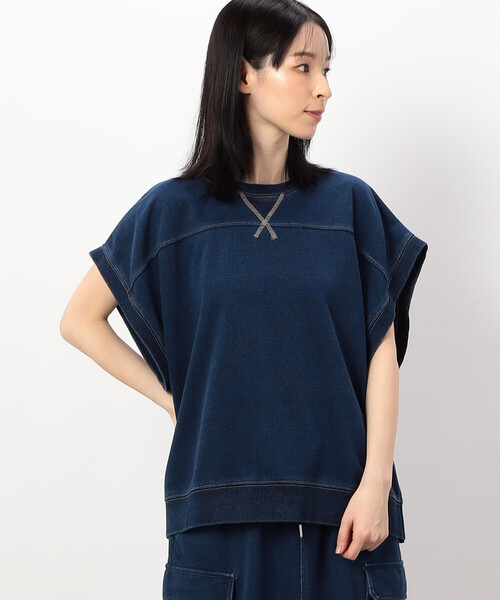 【セットアイテム】デニム風裏毛ベスト＋ロング長袖Tシャツ / セットアップ対応（ベスト）｜ONIGIRI（オニギリ）
