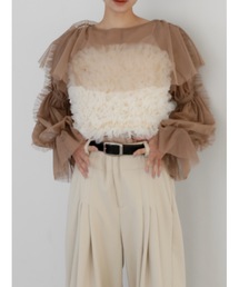 volume sleeve tulle top