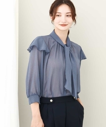 MK MICHEL KLEIN | 2024AW/ウタイ付きドット柄シアーブラウス/洗える(シャツ/ブラウス)