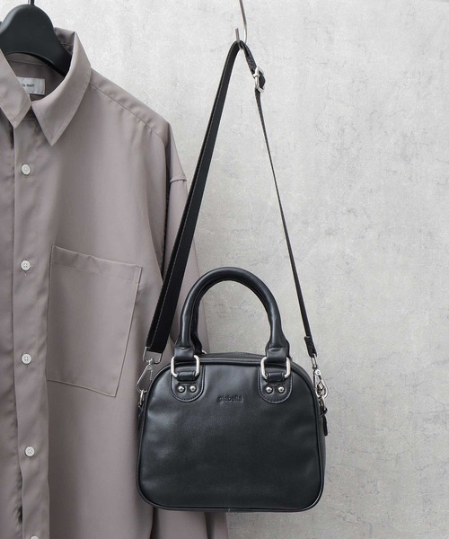 glabella（グラベラ）の「スプリットレザー（牛床革） 2WAY ミニボストン ショルダーバッグ（ハンドバッグ・メンズ・ブラック・FREE）」の4枚目の写真