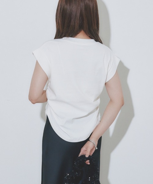 BARRETTA（バレッタ）の「サイドシャーリングフレンチスリーブT（Tシャツ/カットソー・レディース・ブラック/ピンク/ホワイト・FREE）」の2枚目の写真