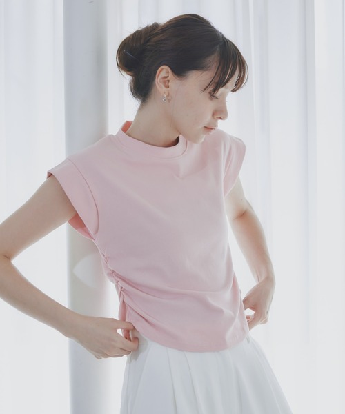 BARRETTA（バレッタ）の「サイドシャーリングフレンチスリーブT（Tシャツ/カットソー・レディース・ブラック/ピンク/ホワイト・FREE）」の3枚目の写真