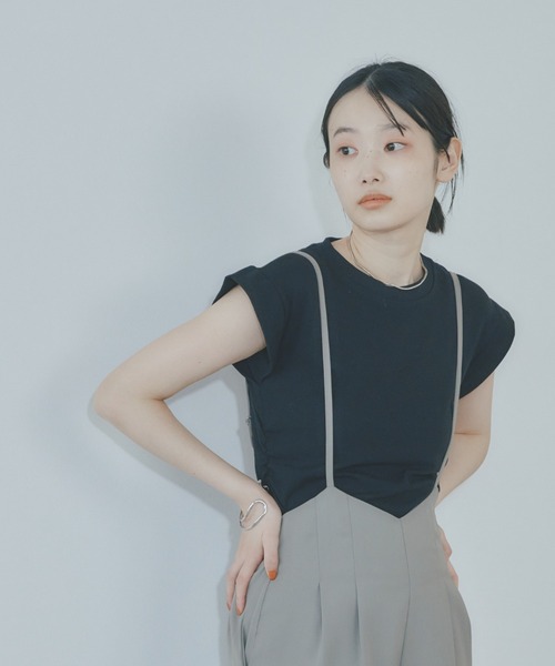 BARRETTA（バレッタ）の「サイドシャーリングフレンチスリーブT（Tシャツ/カットソー・レディース・ブラック/ピンク/ホワイト・FREE）」の12枚目の写真