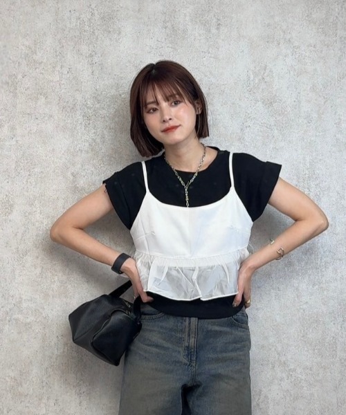 BARRETTA（バレッタ）の「サイドシャーリングフレンチスリーブT（Tシャツ/カットソー・レディース・ブラック/ピンク/ホワイト・FREE）」の11枚目の写真