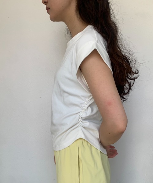 BARRETTA（バレッタ）の「サイドシャーリングフレンチスリーブT（Tシャツ/カットソー・レディース・ブラック/ピンク/ホワイト・FREE）」の9枚目の写真