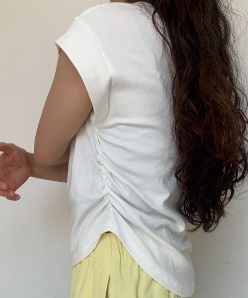 BARRETTA（バレッタ）の「サイドシャーリングフレンチスリーブT（Tシャツ/カットソー・レディース・ブラック/ピンク/ホワイト・FREE）」の8枚目の写真