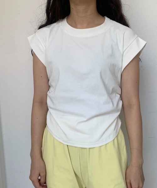 BARRETTA（バレッタ）の「サイドシャーリングフレンチスリーブT（Tシャツ/カットソー・レディース・ブラック/ピンク/ホワイト・FREE）」の10枚目の写真