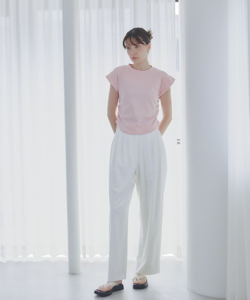 BARRETTA（バレッタ）の「サイドシャーリングフレンチスリーブT（Tシャツ/カットソー・レディース・ブラック/ピンク/ホワイト・FREE）」の18枚目の写真