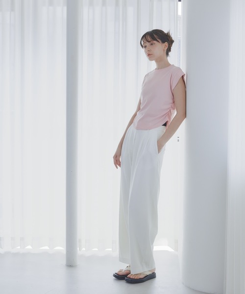 BARRETTA（バレッタ）の「サイドシャーリングフレンチスリーブT（Tシャツ/カットソー・レディース・ブラック/ピンク/ホワイト・FREE）」の17枚目の写真