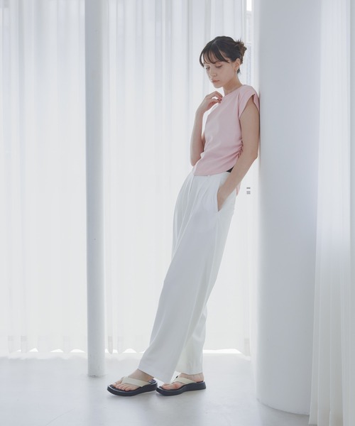 BARRETTA（バレッタ）の「サイドシャーリングフレンチスリーブT（Tシャツ/カットソー・レディース・ブラック/ピンク/ホワイト・FREE）」の16枚目の写真