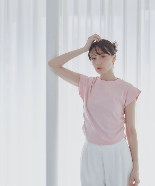 BARRETTA（バレッタ）の「サイドシャーリングフレンチスリーブT（Tシャツ/カットソー・レディース・ブラック/ピンク/ホワイト・FREE）」の15枚目の写真