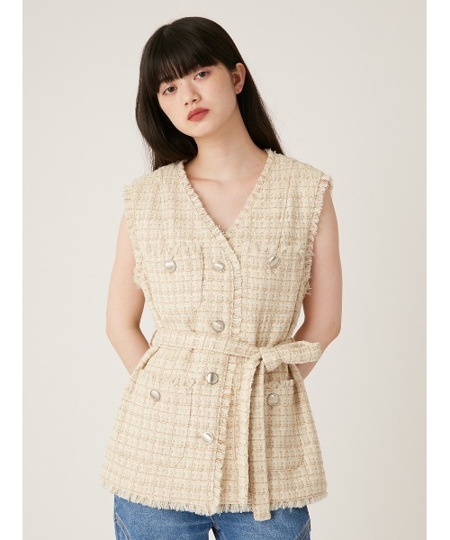 LILY BROWN(リリーブラウン)の「バリエーションオーバーサイズジレ(ベスト・レディース・ブラック/ホワイト/ベージュ・FREE)」の3枚目の写真