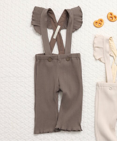 apres les cours（アプレレクール）の「フレアベビーパンツ（その他ベビーウェア・キッズ・アイボリー/ブラウン・80/70）」の2枚目の写真