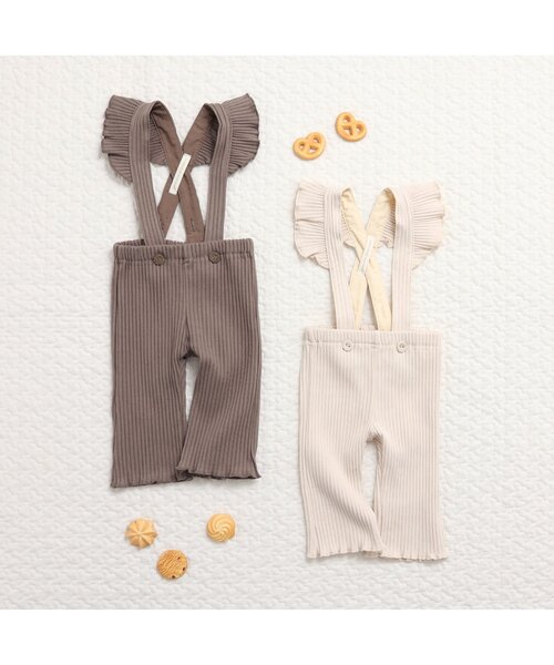 apres les cours（アプレレクール）の「フレアベビーパンツ（その他ベビーウェア・キッズ・アイボリー/ブラウン・80/70）」の3枚目の写真