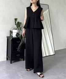 prose verse | 【セットアップ】ショートペプラムジレ×ワイドパンツ(つなぎ/オールインワン)