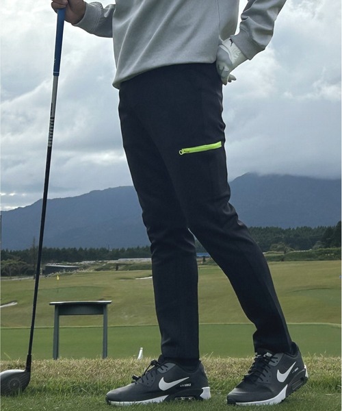 ネオンカラーZIP使い ポンチジャージ素材 アンクル丈 テーパード ゴルフパンツ（スウェットパンツ）｜COMON GOLF（コモンゴルフ）