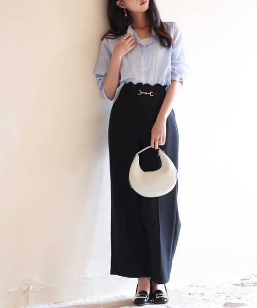 DRESS PLUS（ドレスプラス）の「スカラップウエストワイドパンツ（その他パンツ・レディース・ブラック/ベージュ/ラベンダー/チャコール/ブルーグレー・M/S/XL/L）」の10枚目の写真