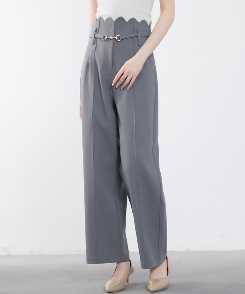 DRESS PLUS（ドレスプラス）の「スカラップウエストワイドパンツ（その他パンツ・レディース・ブラック/ベージュ/ラベンダー/チャコール/ブルーグレー・M/S/XL/L）」の14枚目の写真
