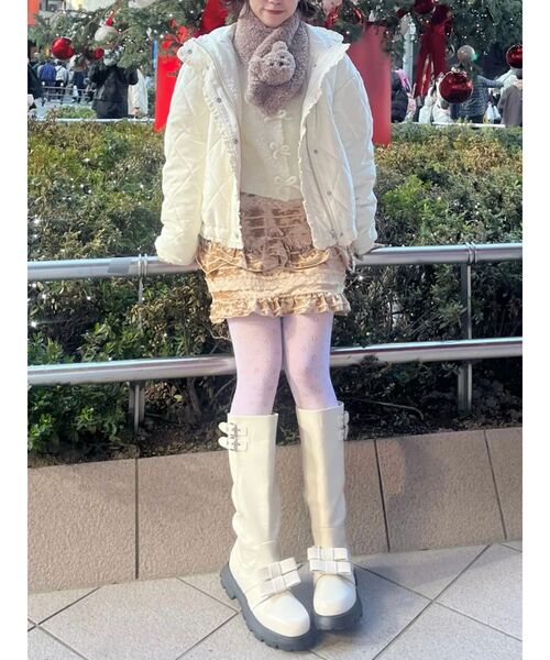 merry jenny（メリージェニー）の「ベロアフリルミニスカート（スカート・レディース・ブラウン/アイボリー・FREE）」の5枚目の写真