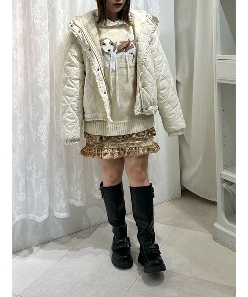 merry jenny（メリージェニー）の「ベロアフリルミニスカート（スカート・レディース・ブラウン/アイボリー・FREE）」の6枚目の写真