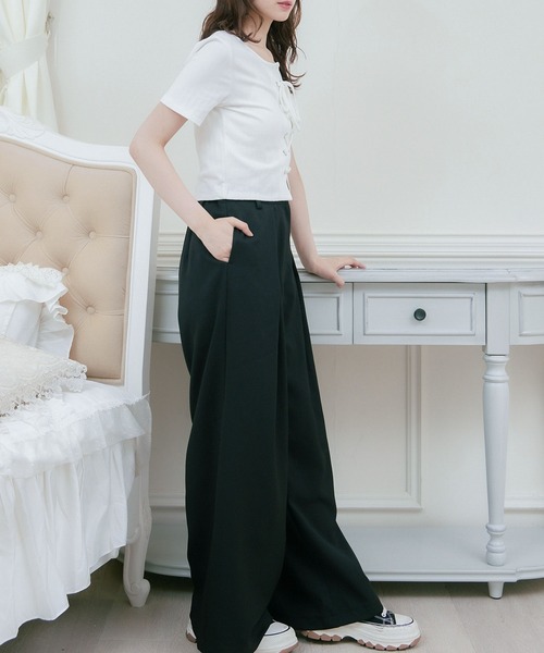 ems excite(エムズエキサイト)の「ハトメレースアップCT(Tシャツ/カットソー・レディース・ダークグレー/ブラック/オフホワイト・FREE)」の11枚目の写真