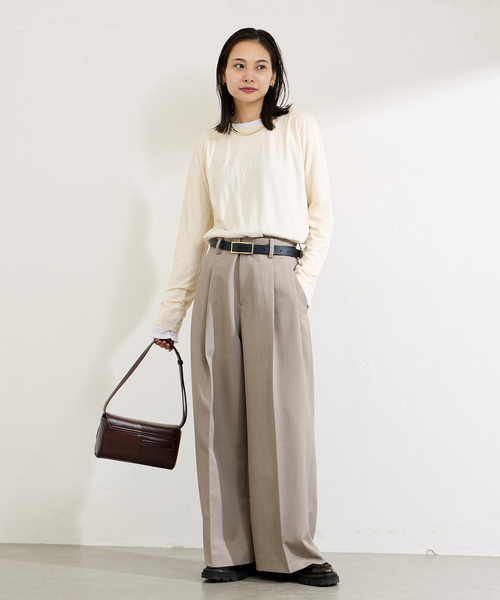 JOURNAL STANDARD（ジャーナルスタンダード）の「《追加2》クルーネックシアーロングTシャツ（Tシャツ/カットソー・レディース・ホワイト/ウッド/ブラック/ストーン/ピンク系その他・FREE）」の10枚目の写真