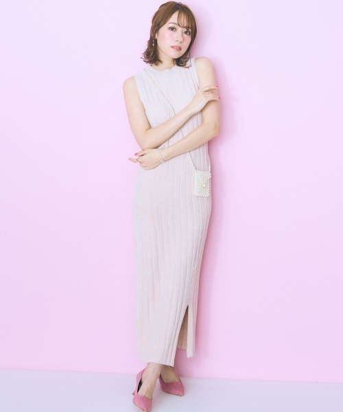 marun(マルン)の「<大きいサイズ> ラメモールリブニットワンピース marun(ワンピース・レディース・ピンク/ブラック・4L/3L/5L/LL/L)」の11枚目の写真