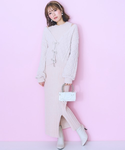 marun(マルン)の「<大きいサイズ> ラメモールリブニットワンピース marun(ワンピース・レディース・ピンク/ブラック・4L/3L/5L/LL/L)」の19枚目の写真