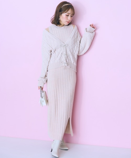 marun(マルン)の「<大きいサイズ> ラメモールリブニットワンピース marun(ワンピース・レディース・ピンク/ブラック・4L/3L/5L/LL/L)」の21枚目の写真
