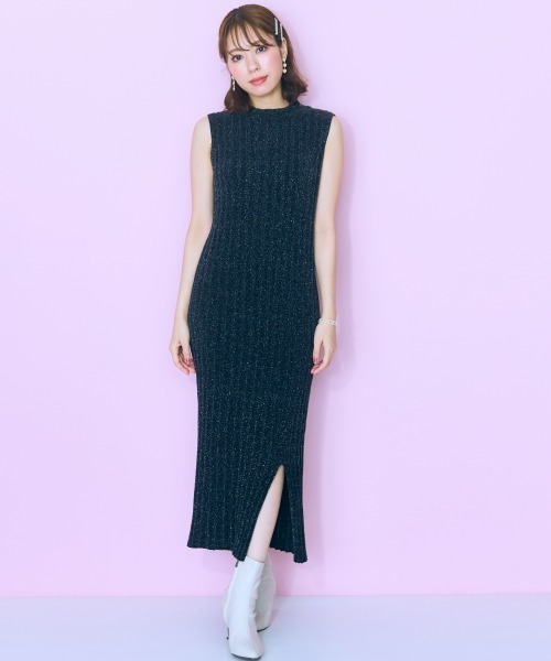 marun(マルン)の「<大きいサイズ> ラメモールリブニットワンピース marun(ワンピース・レディース・ピンク/ブラック・4L/3L/5L/LL/L)」の20枚目の写真