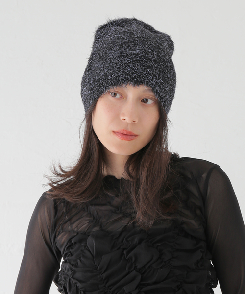 Oriens JOURNAL STANDARD（オリエンス ジャーナルスタンダード）の「【Casselini/キャセリーニ】 ラメフェザーニットワッチ（ニットキャップ/ビーニー・レディース・ブラック・FREE）」の7枚目の写真