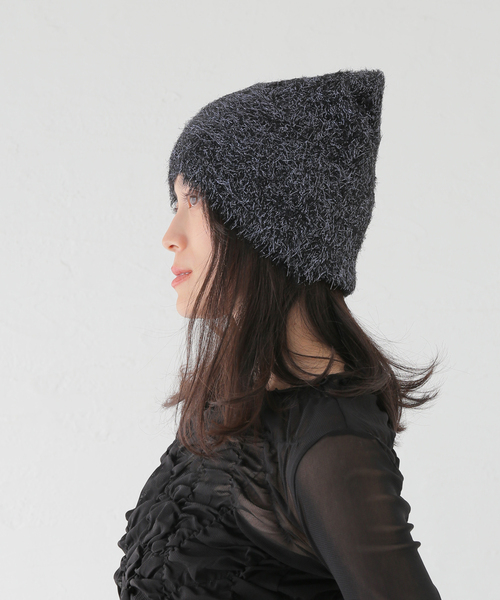 Oriens JOURNAL STANDARD（オリエンス ジャーナルスタンダード）の「【Casselini/キャセリーニ】 ラメフェザーニットワッチ（ニットキャップ/ビーニー・レディース・ブラック・FREE）」の8枚目の写真