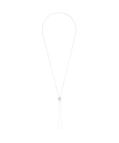 NATURAL BEAUTY BASIC（ナチュラルビューティーベーシック）の「ヘキサゴンビジューループタイネックレス（ネックレス・レディース・シルバー/ゴールド・ﾌﾘ-）」の3枚目の写真