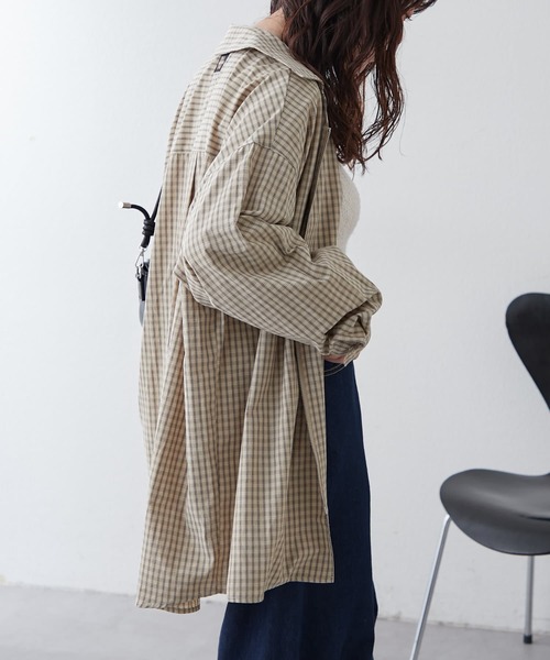 NUNIFE(ユニフィー)の「【UNISEX】チェックWZIPシャツ(シャツ/ブラウス・レディース・ブラック/ブルー/ベージュ・FREE)」の7枚目の写真