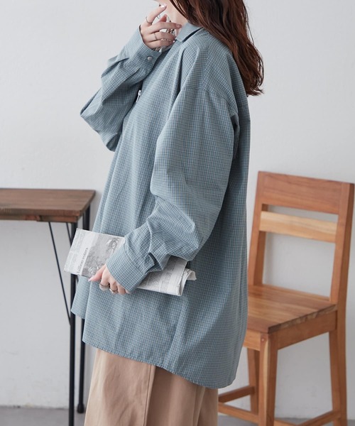 NUNIFE(ユニフィー)の「【UNISEX】チェックWZIPシャツ(シャツ/ブラウス・レディース・ブラック/ブルー/ベージュ・FREE)」の15枚目の写真