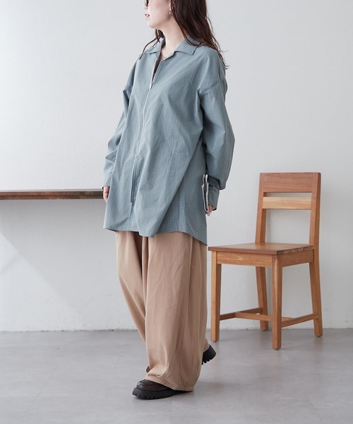 NUNIFE(ユニフィー)の「【UNISEX】チェックWZIPシャツ(シャツ/ブラウス・レディース・ブラック/ブルー/ベージュ・FREE)」の17枚目の写真