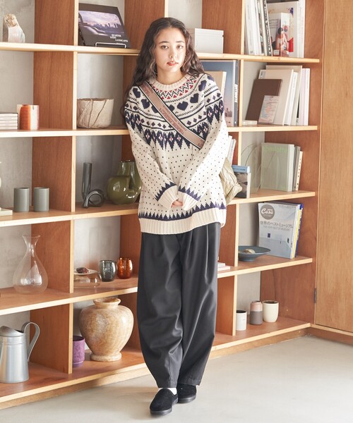 FREAK'S STORE（フリークスストア）の「求心ハート柄 フェアアイルプルオーバー/ニット（ニット/セーター・レディース・レッド/ネイビー/オフホワイト・ﾌﾘ-）」の9枚目の写真