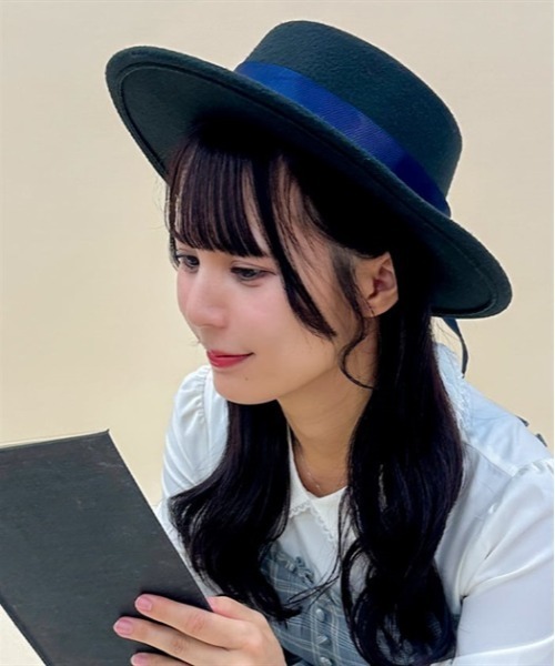 axes femme POETIQUE（アクシーズファムポエティック）の「フェルトリボン付ハット（ハット・レディース・ブラック/ワイン・FREE）」の2枚目の写真