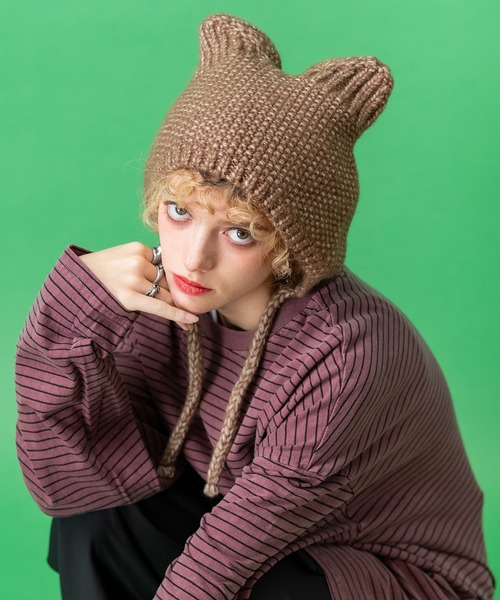 セール】an meets zakka ネコ耳イヤーフラップニットキャップ / メンズ