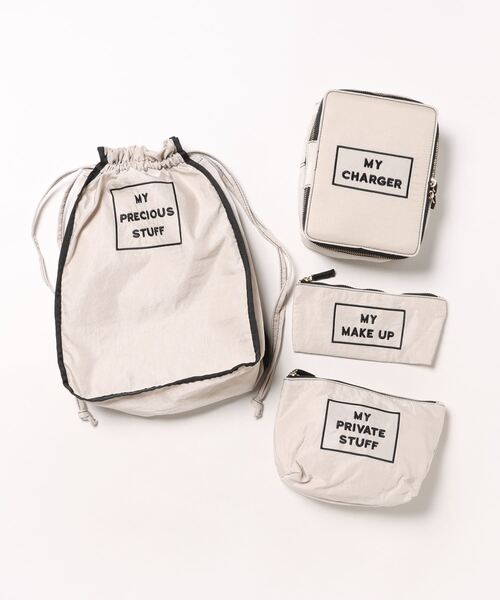 cache cache（カシュ カシュ）の「カシュカシュ cachecache / トラベルシシュウ4個セット（ポーチ・レディース・アイボリー/グレー・FREE）」の2枚目の写真